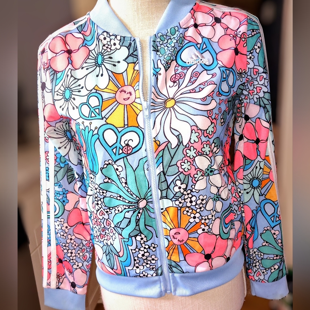 *GIRLS* ADIDAS Spring Printed Tricot Track Jacket SIZE L/14